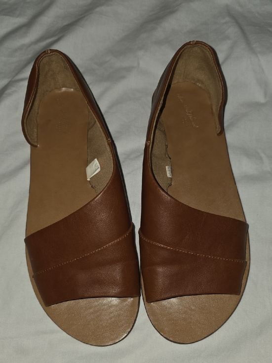 Universal Thread Shoes - Women's Brown Leather Open-Toe Slide Sandals Size 7.5